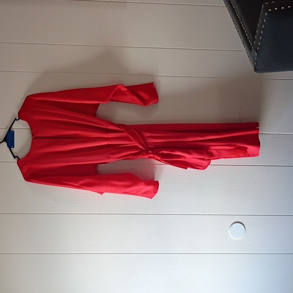 Asos Red satin batwing dress - Picture 5 of 6